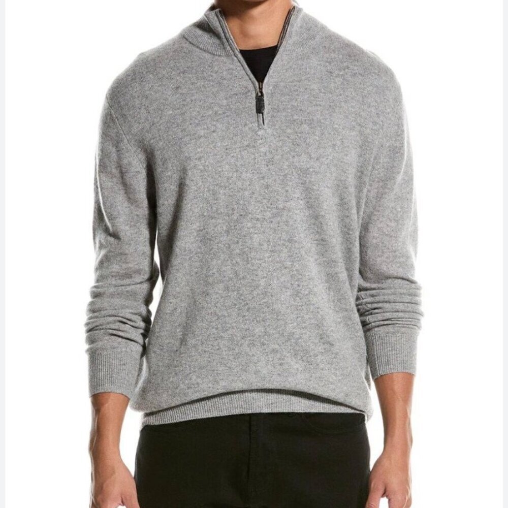 NEW Magaschoni 100% Wool 1/4 Zip‎ Sweater Gray Long Sleeve Men’s Size XXL NWT